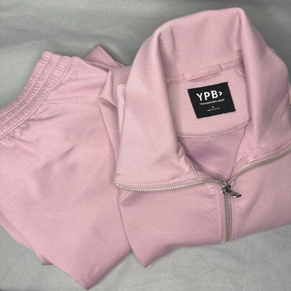 Abercrombie YPB NeoKnit Jogger Set Lavender • Half Zip Pullover S • Pants M